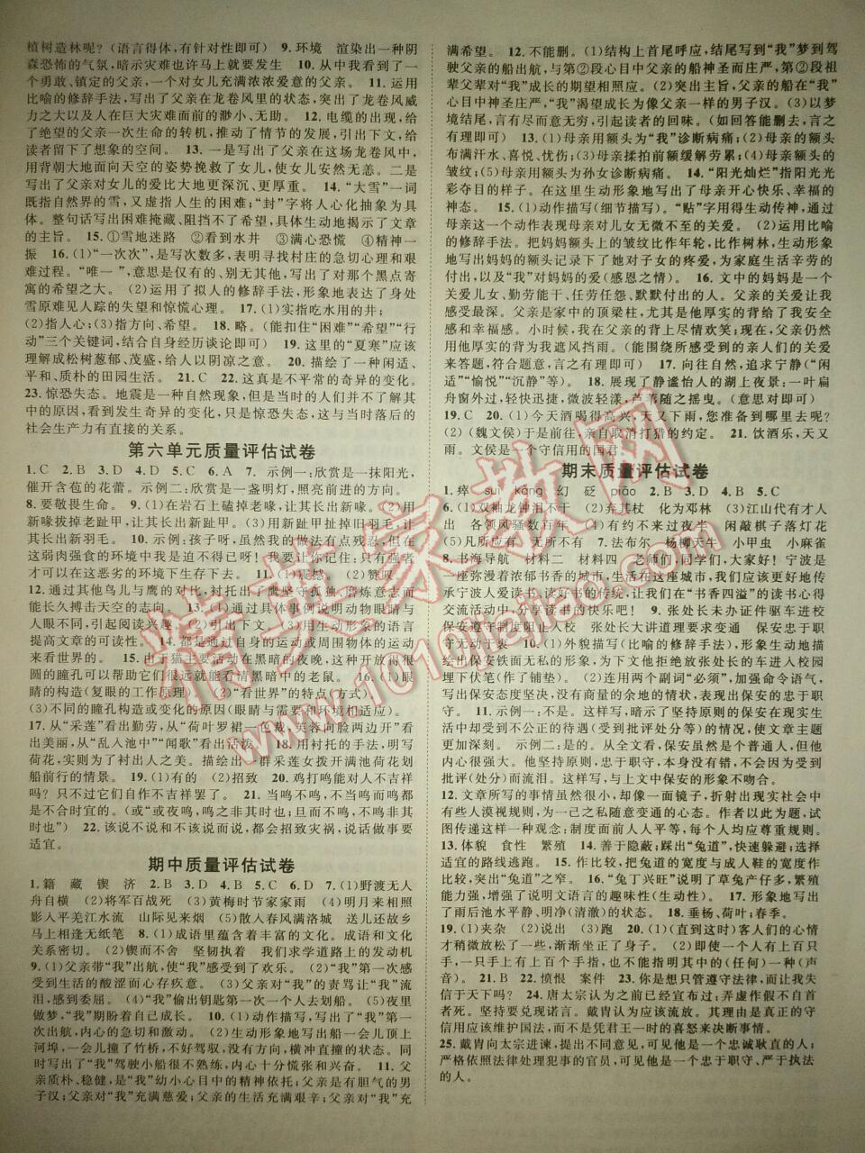 2015年全效学习七年级语文下册人教版创新版 第8页