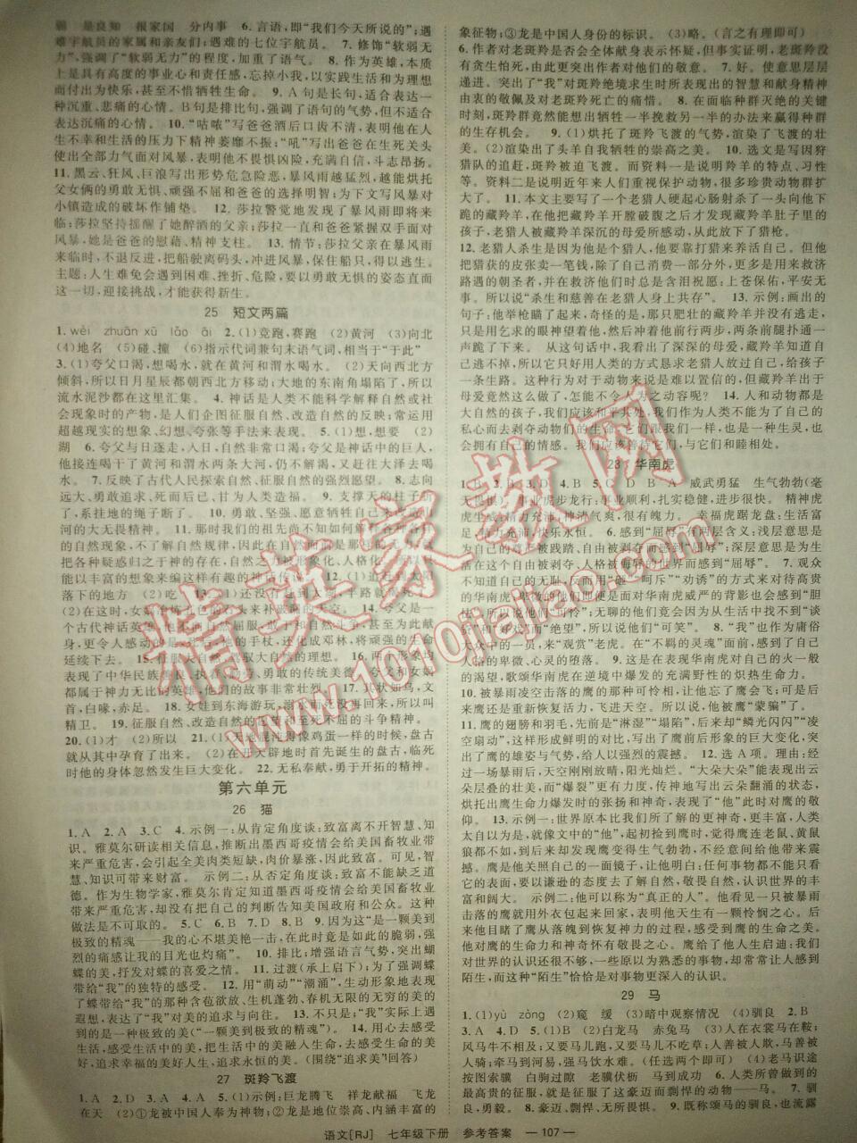 2015年全效学习七年级语文下册人教版创新版 第5页