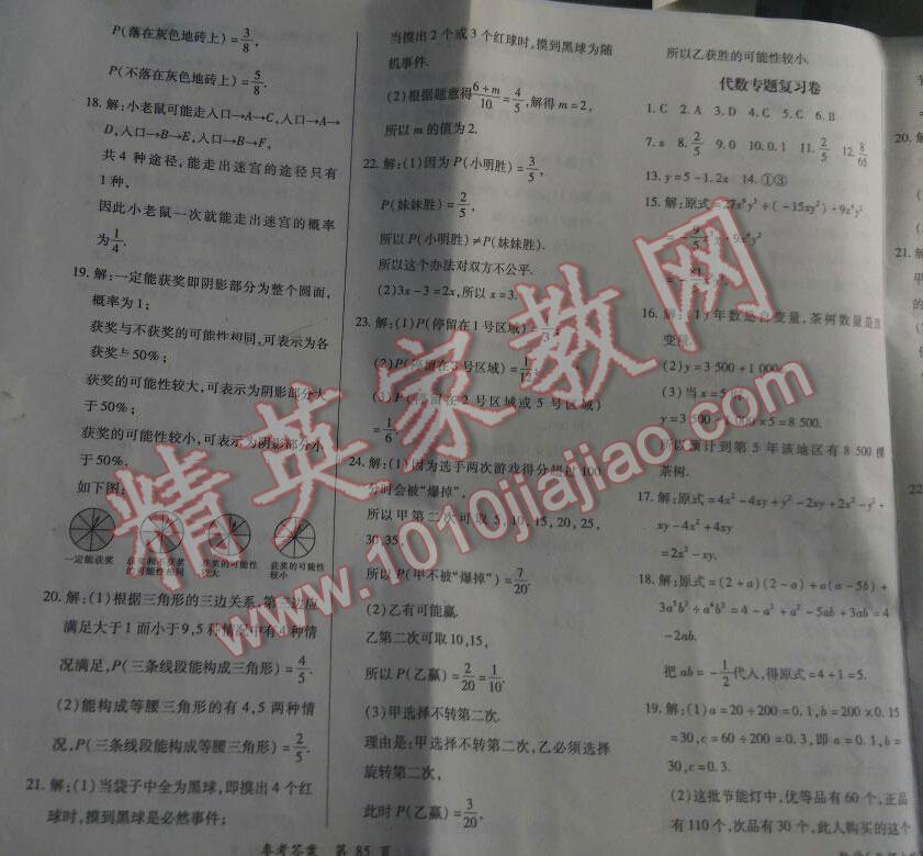 2016年新評價單元檢測創(chuàng)新評價七年級數(shù)學(xué)下冊北師大版 第27頁