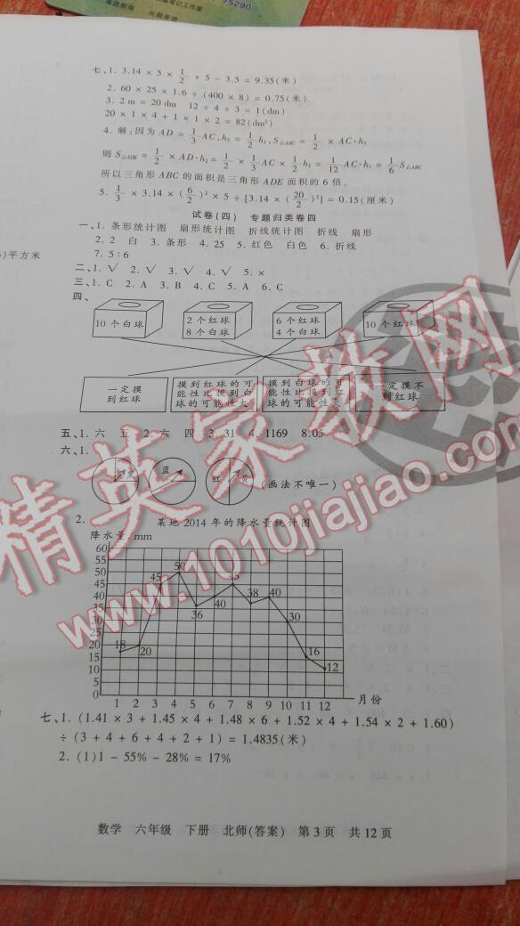 2016年王朝霞各地期末試卷精選六年級數(shù)學(xué)下冊北師大版 第3頁