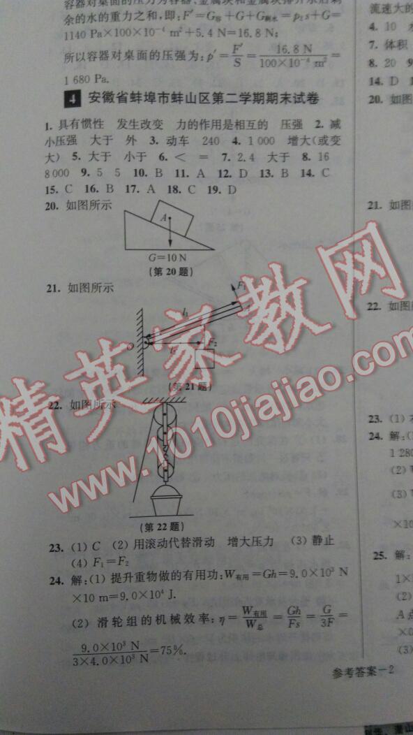 2016年名牌中學(xué)期末突破一卷通八年級物理下冊人教版 第11頁