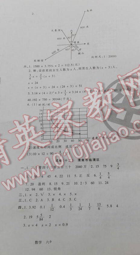 2016年王朝霞各地期末试卷精选六年级数学下册北师大版 第8页