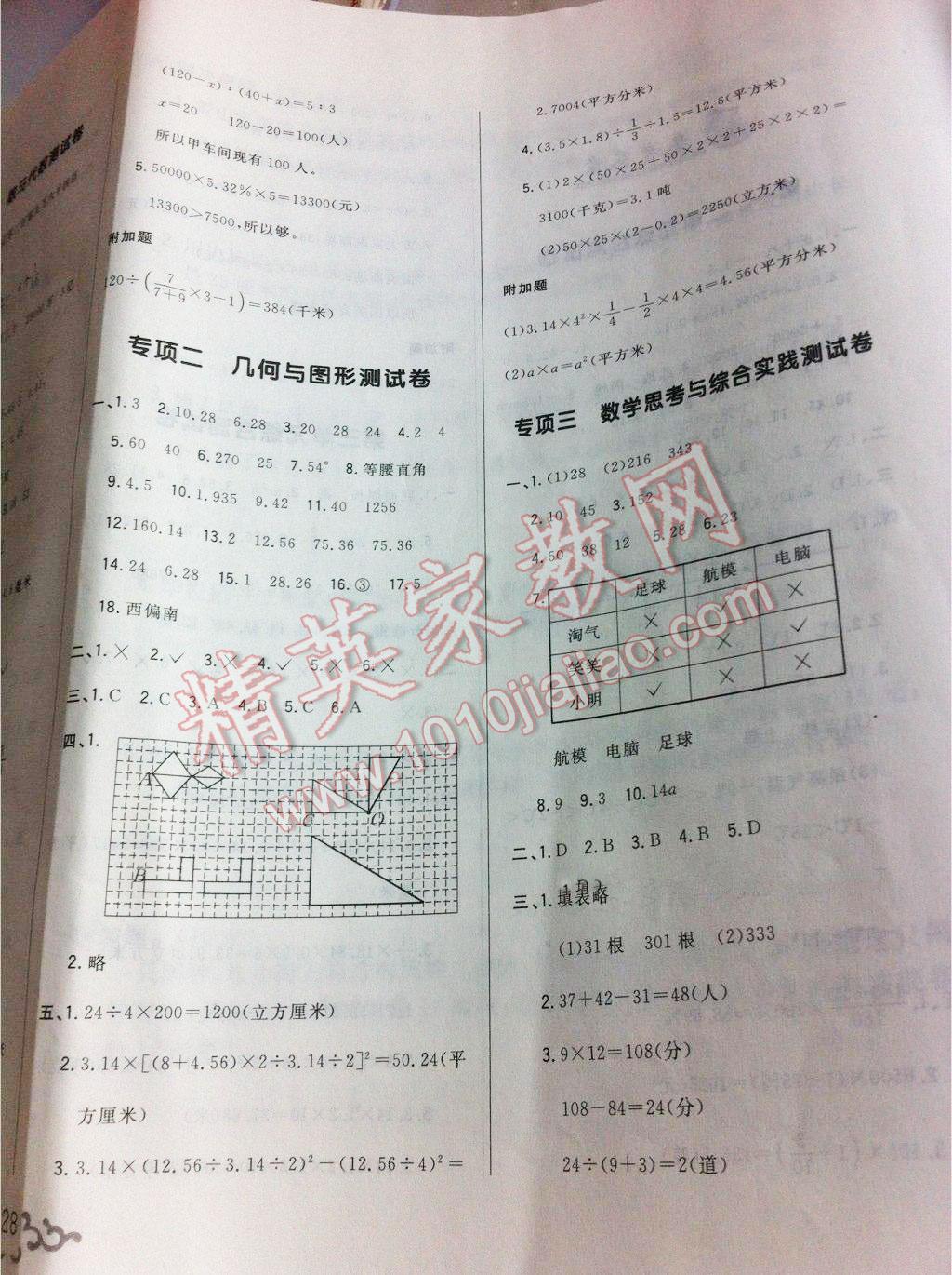 2016年悦然好学生期末卷六年级数学下册 第4页