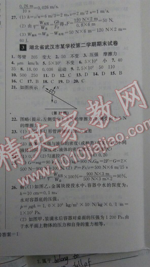 2016年名牌中學(xué)期末突破一卷通八年級物理下冊人教版 第9頁