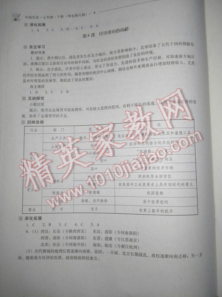 2016年新课程问题解决导学方案七年级中国历史下册华东师大版 第124页