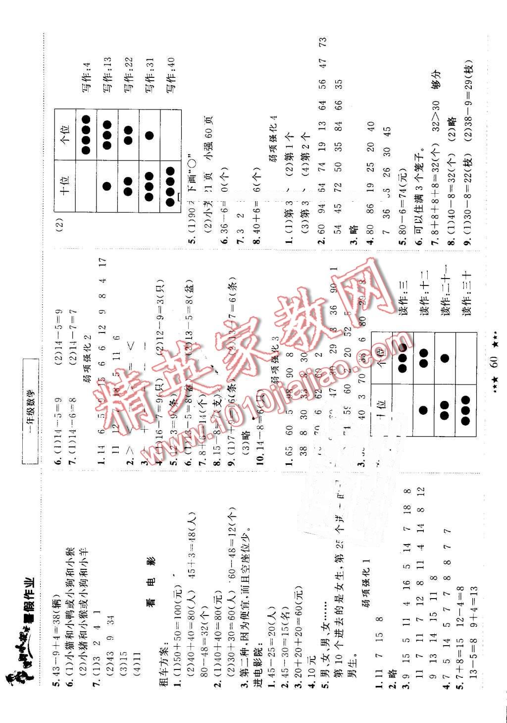 2016年黄冈小状元暑假作业一年级数学 第4页