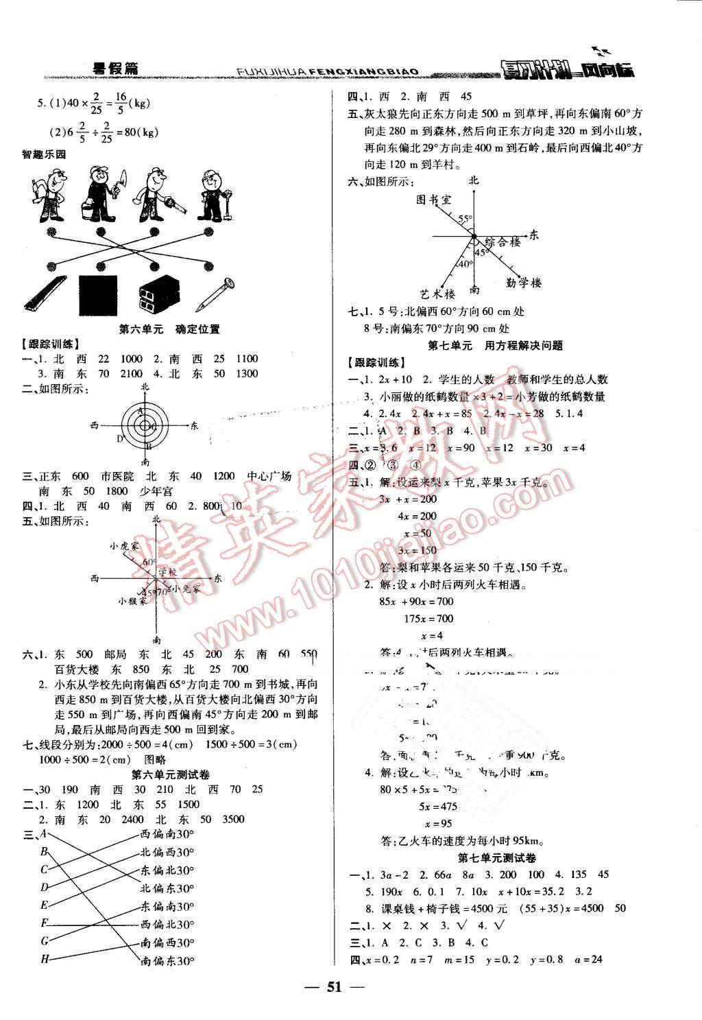 2016年小學(xué)生復(fù)習(xí)計劃風(fēng)向標(biāo)暑五年級數(shù)學(xué)北師大版 第3頁