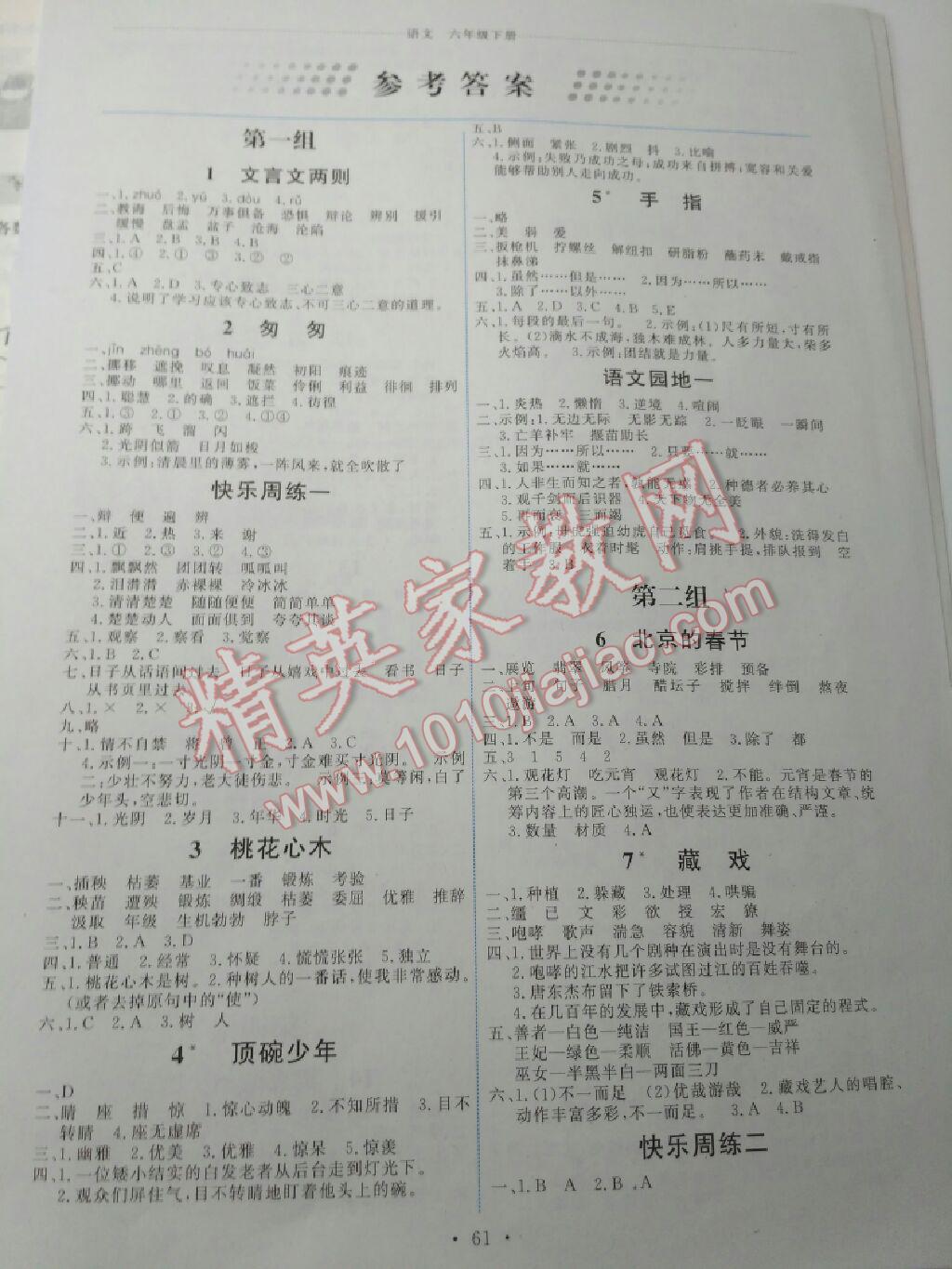 2016年能力培養(yǎng)與測試六年級(jí)語文下冊(cè)人教版 第16頁