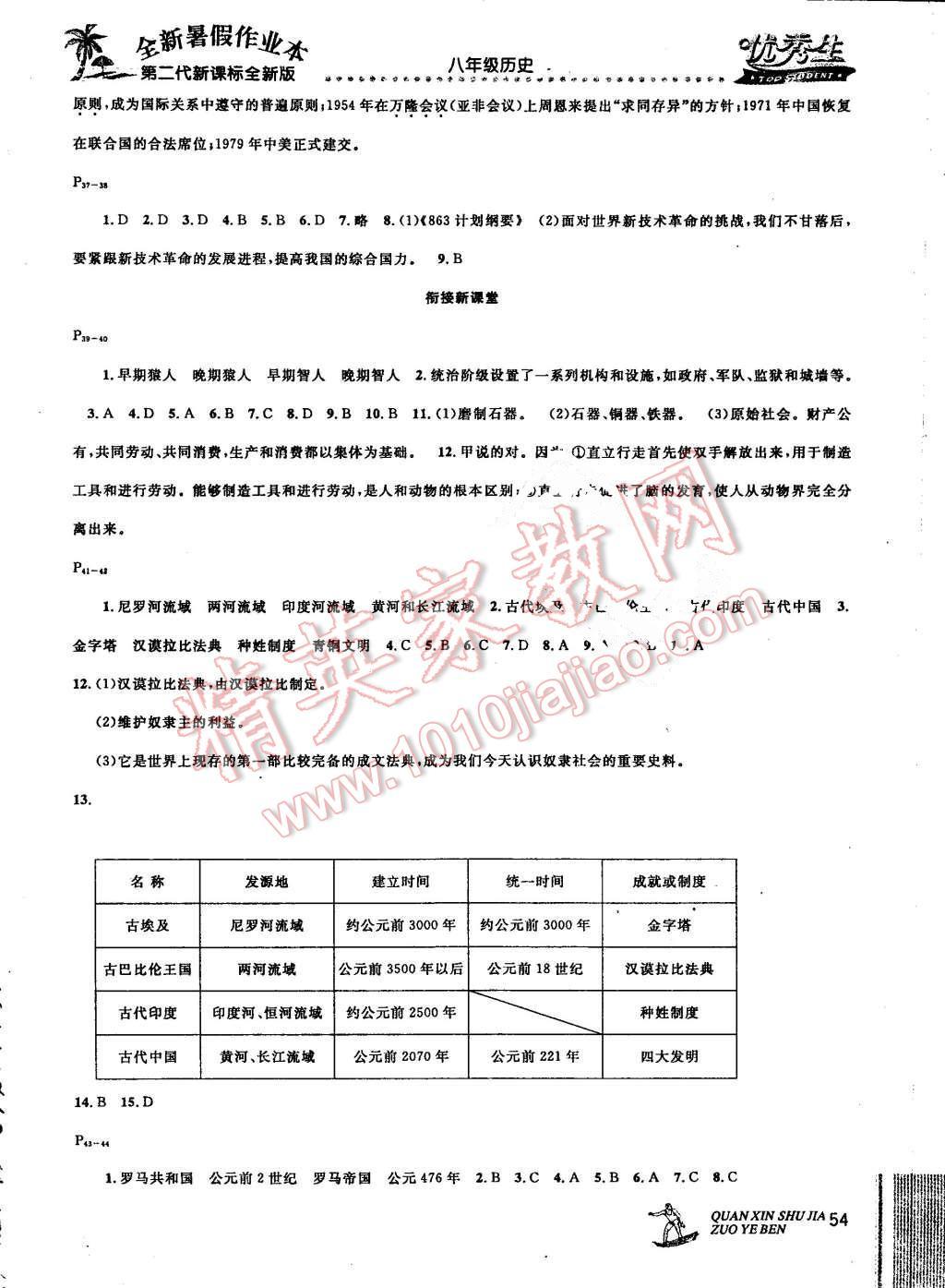 2016年優(yōu)秀生快樂假期每一天全新暑假作業(yè)本八年級歷史 第4頁