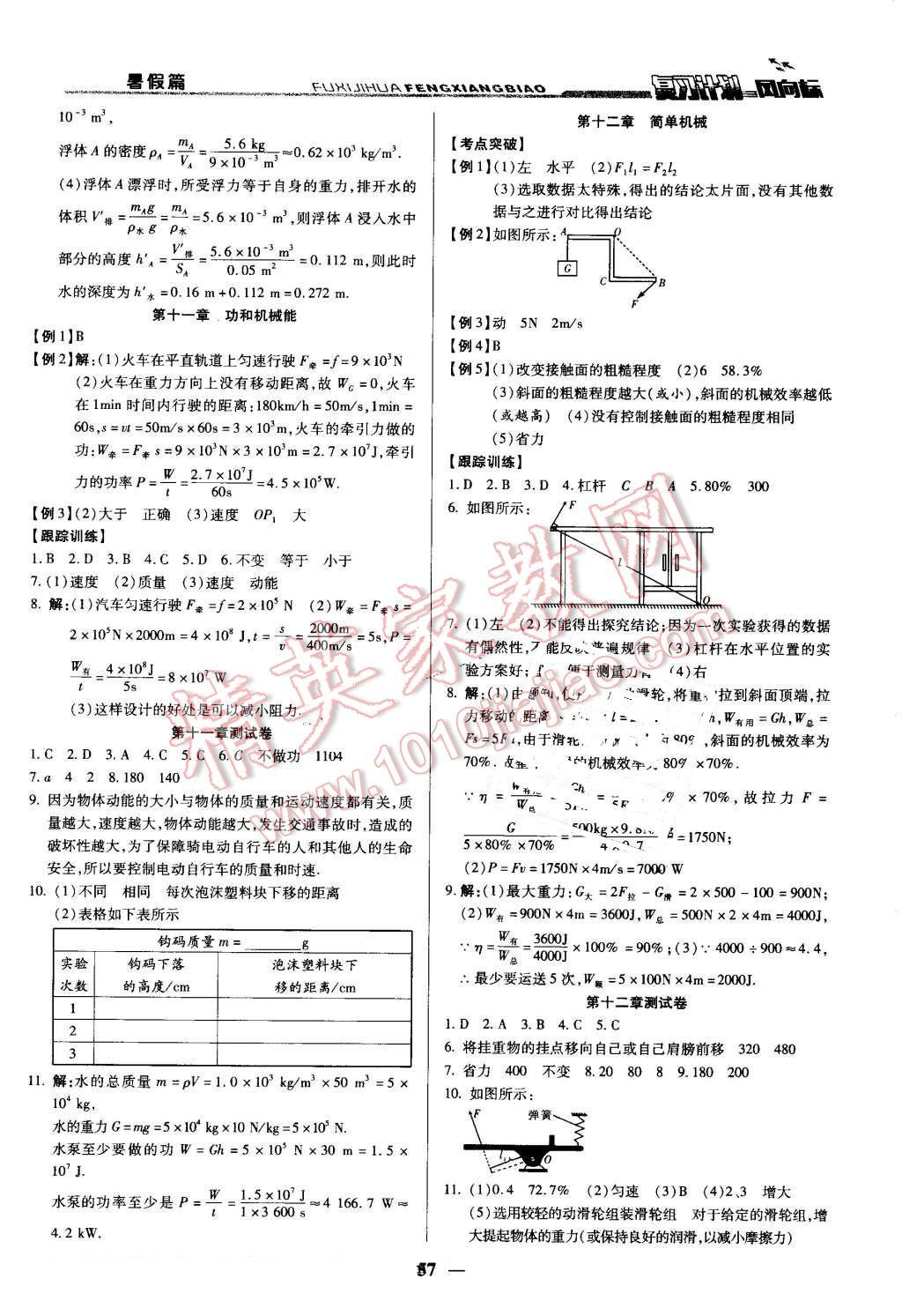 2016年復習計劃風向標暑八年級物理人教版 第3頁