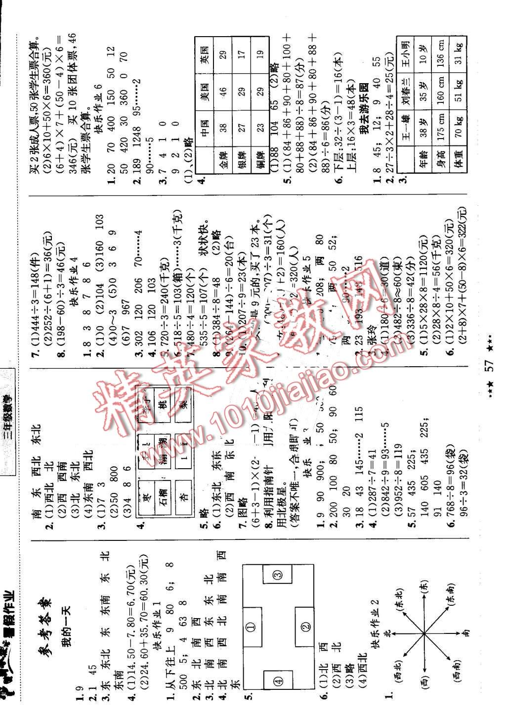 2016年黄冈小状元暑假作业三年级数学 第1页