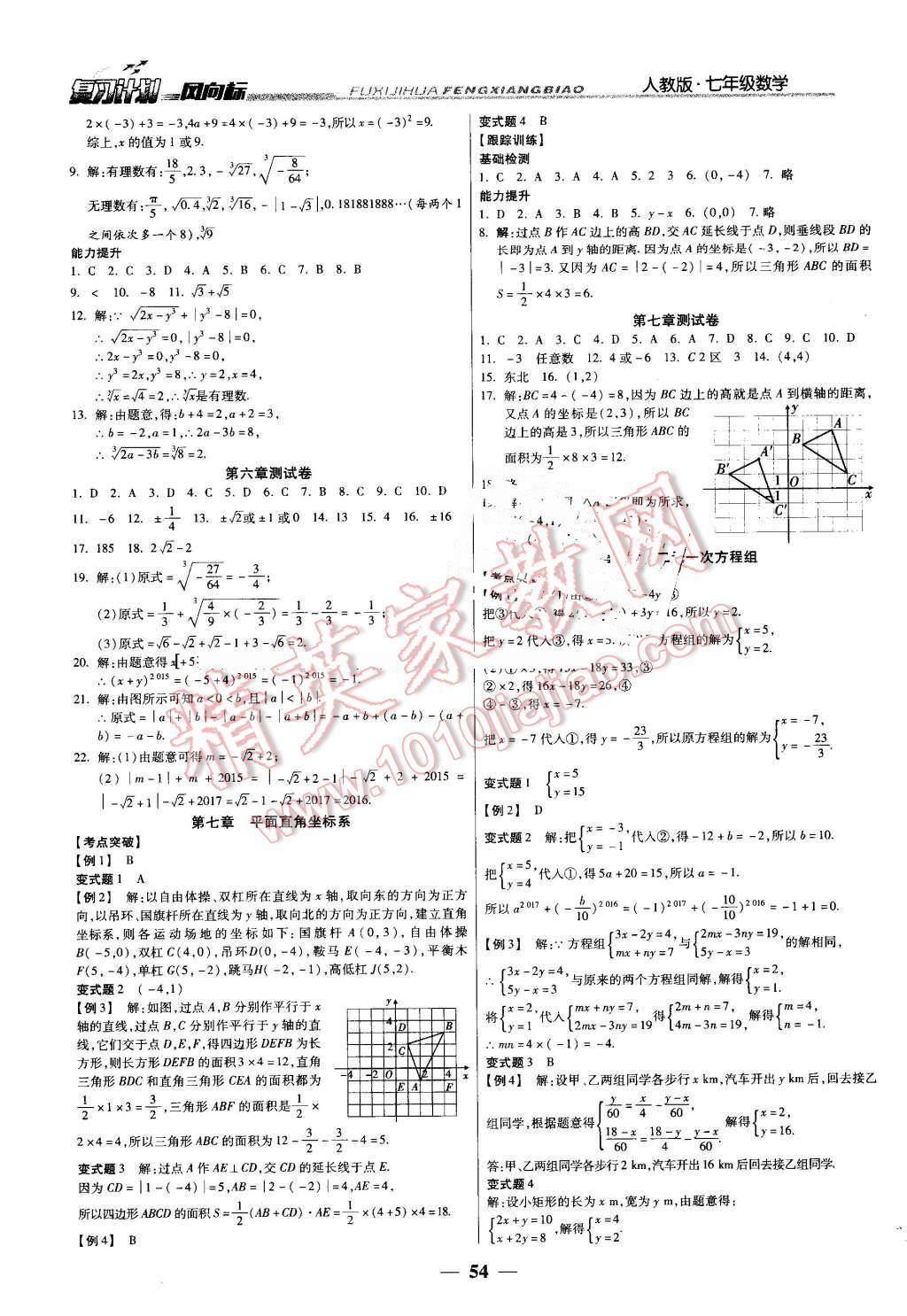 2016年復(fù)習(xí)計(jì)劃風(fēng)向標(biāo)暑七年級(jí)數(shù)學(xué)人教版 第2頁(yè)