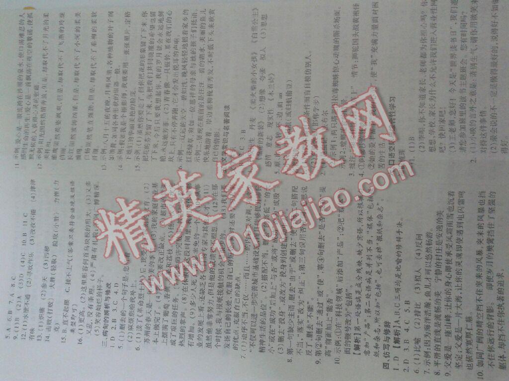 2016年金象教育U计划学期系统复习暑假作业七年级语文人教版 第3页