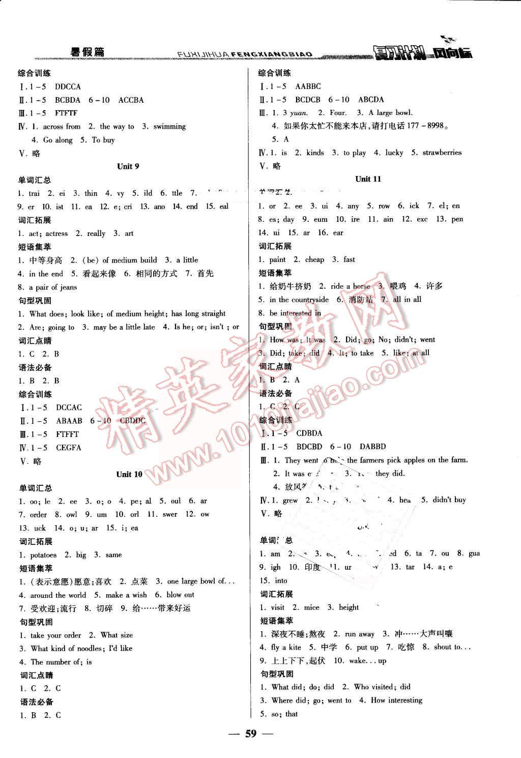 2016年復(fù)習(xí)計(jì)劃風(fēng)向標(biāo)暑七年級(jí)英語(yǔ)人教版 第3頁(yè)