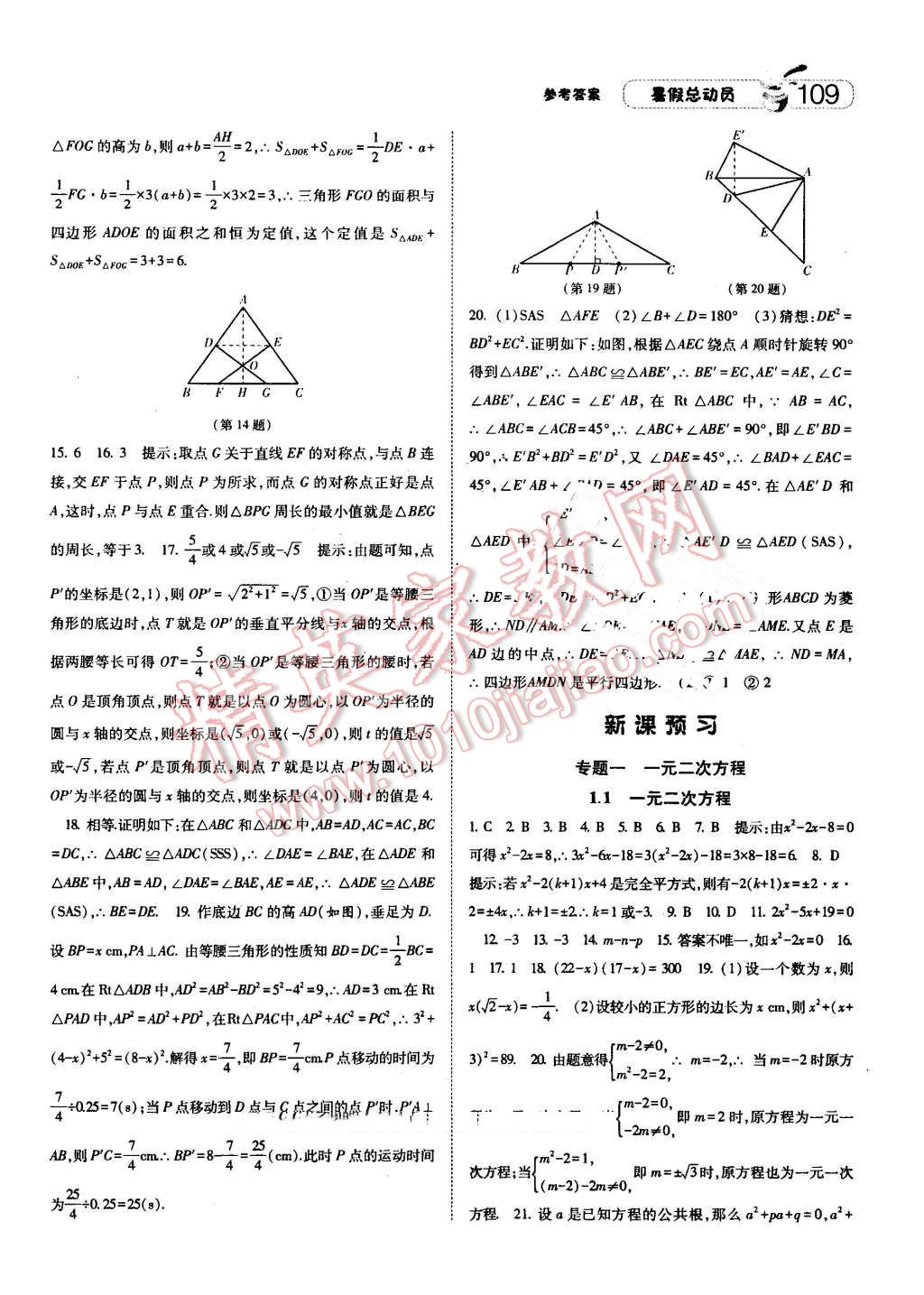 2016年暑假总动员8年级升9年级数学人教版宁夏人民教育出版社 第17页