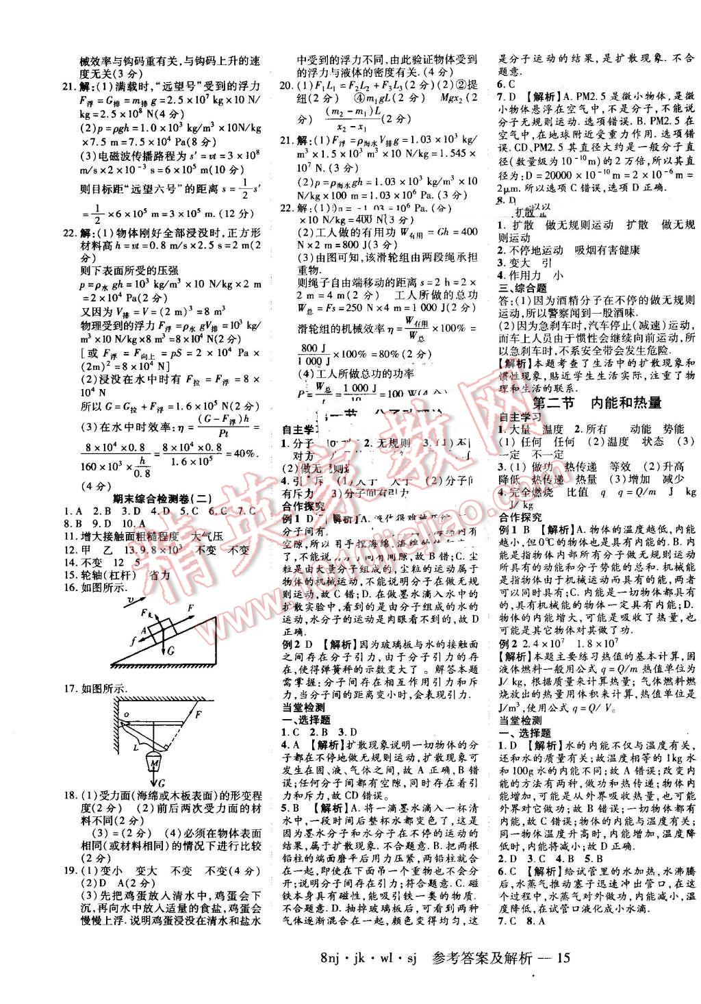 2016年金象教育U計(jì)劃學(xué)期系統(tǒng)復(fù)習(xí)暑假作業(yè)八年級(jí)物理教科版 第7頁