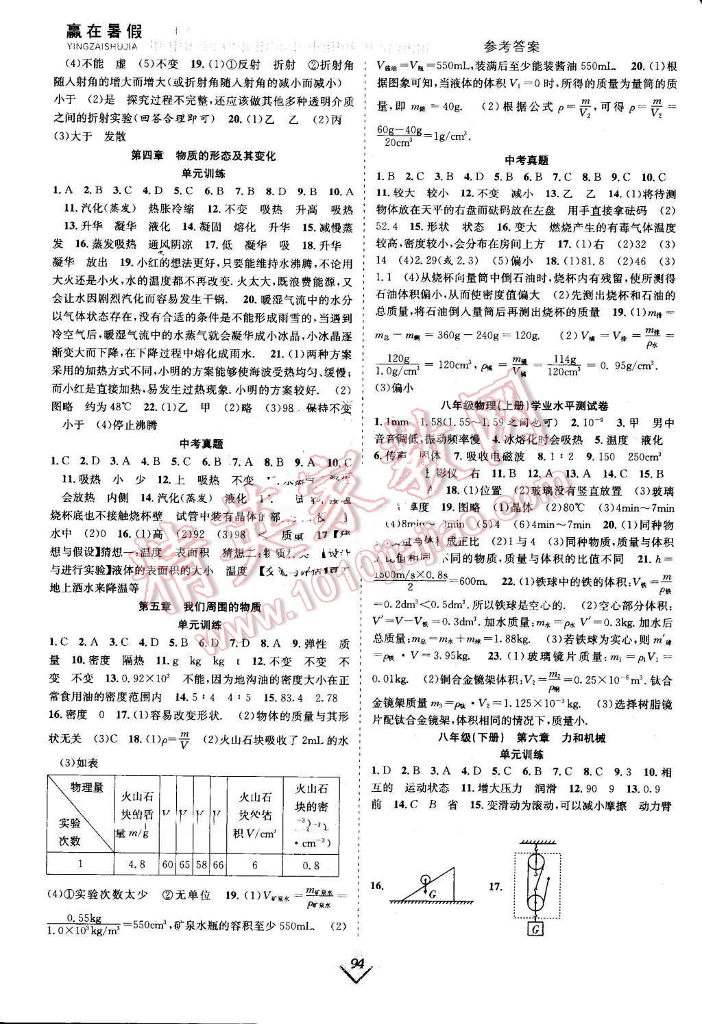 2016年贏在暑假搶分計(jì)劃八年級物理滬粵版 第2頁