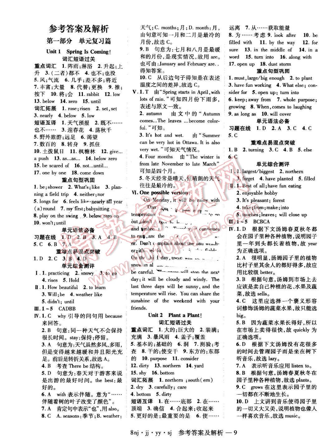 2016年金象教育U计划学期系统复习暑假作业八年级英语冀教版 第1页