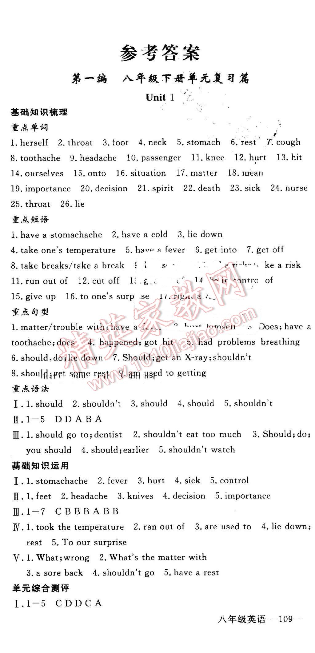 2016年時(shí)習(xí)之期末加暑假八年級(jí)英語(yǔ)人教版 參考答案第67頁(yè)