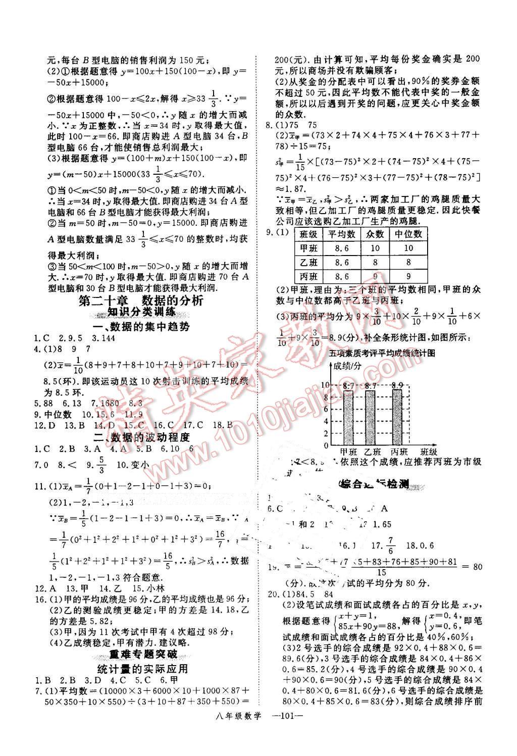 2016年时习之期末加暑假八年级数学人教版 参考答案第41页