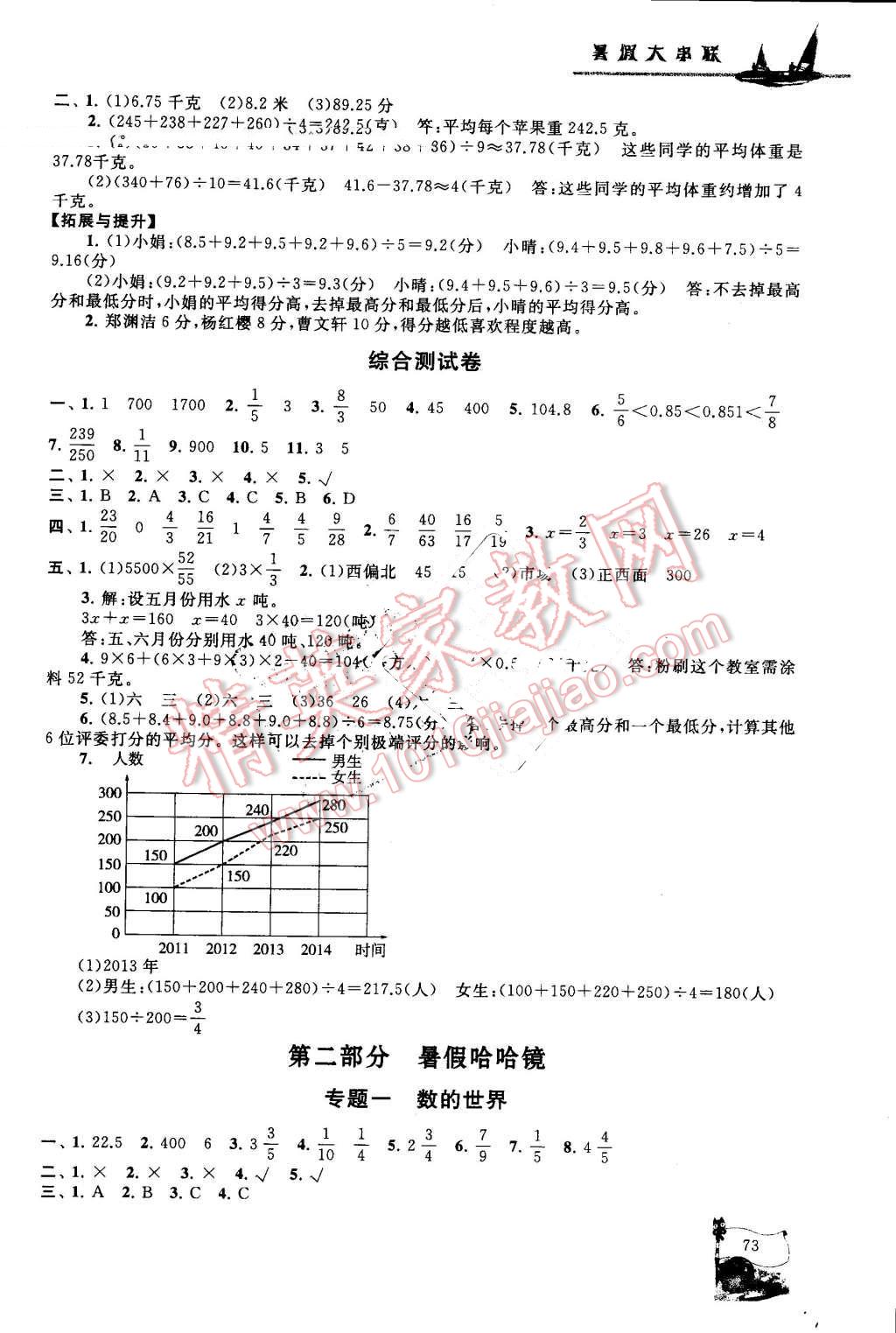 2016年暑假大串联五年级数学北师大版 第5页