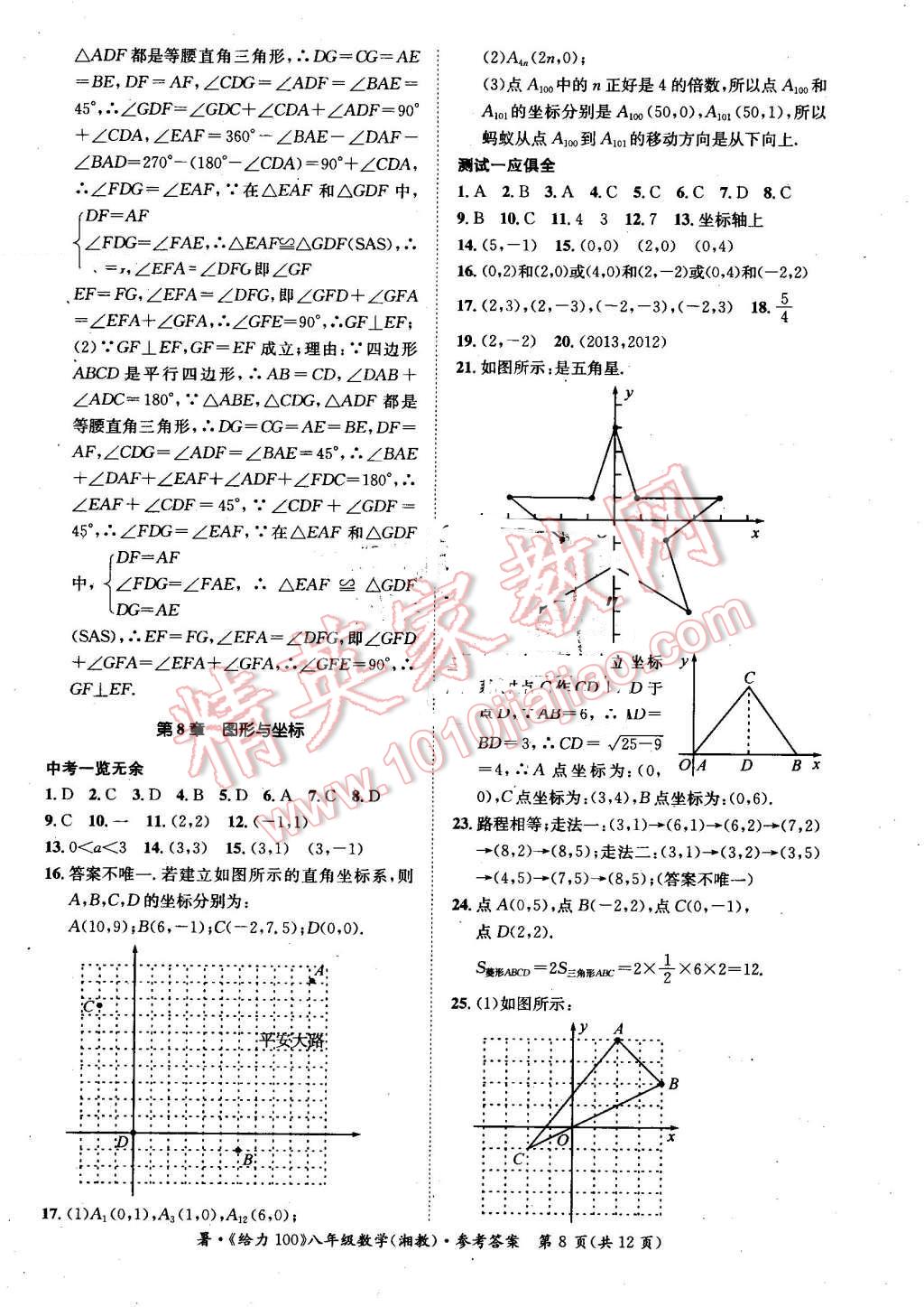 2016年新浪书业学年总复习给力100暑八年级数学湘教版 第8页