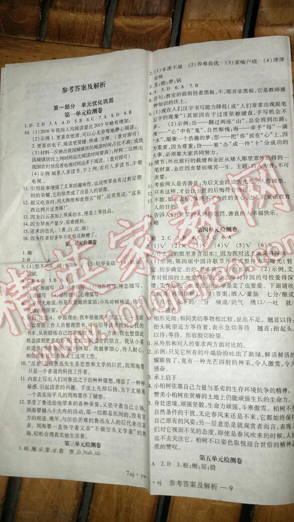 2016年金象教育U计划学期系统复习暑假作业七年级语文语文版 第15页