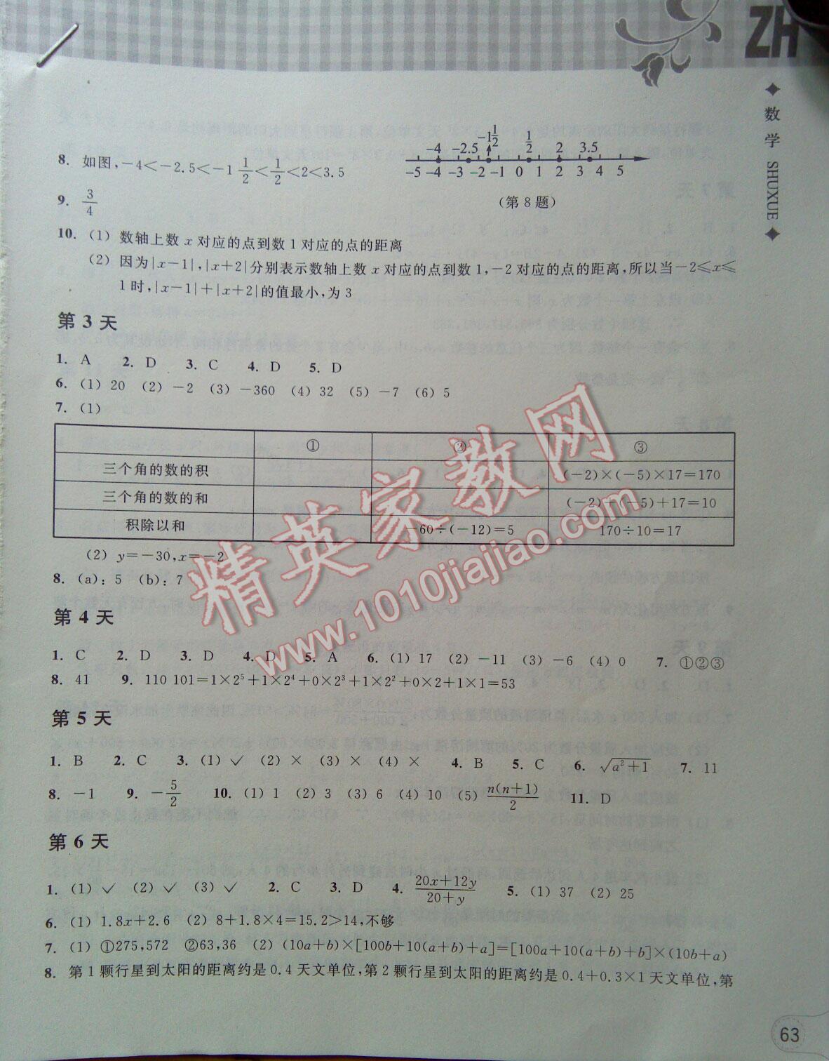 2015年暑假作業(yè)本七年級(jí)數(shù)學(xué)浙教版浙江教育出版社 第14頁