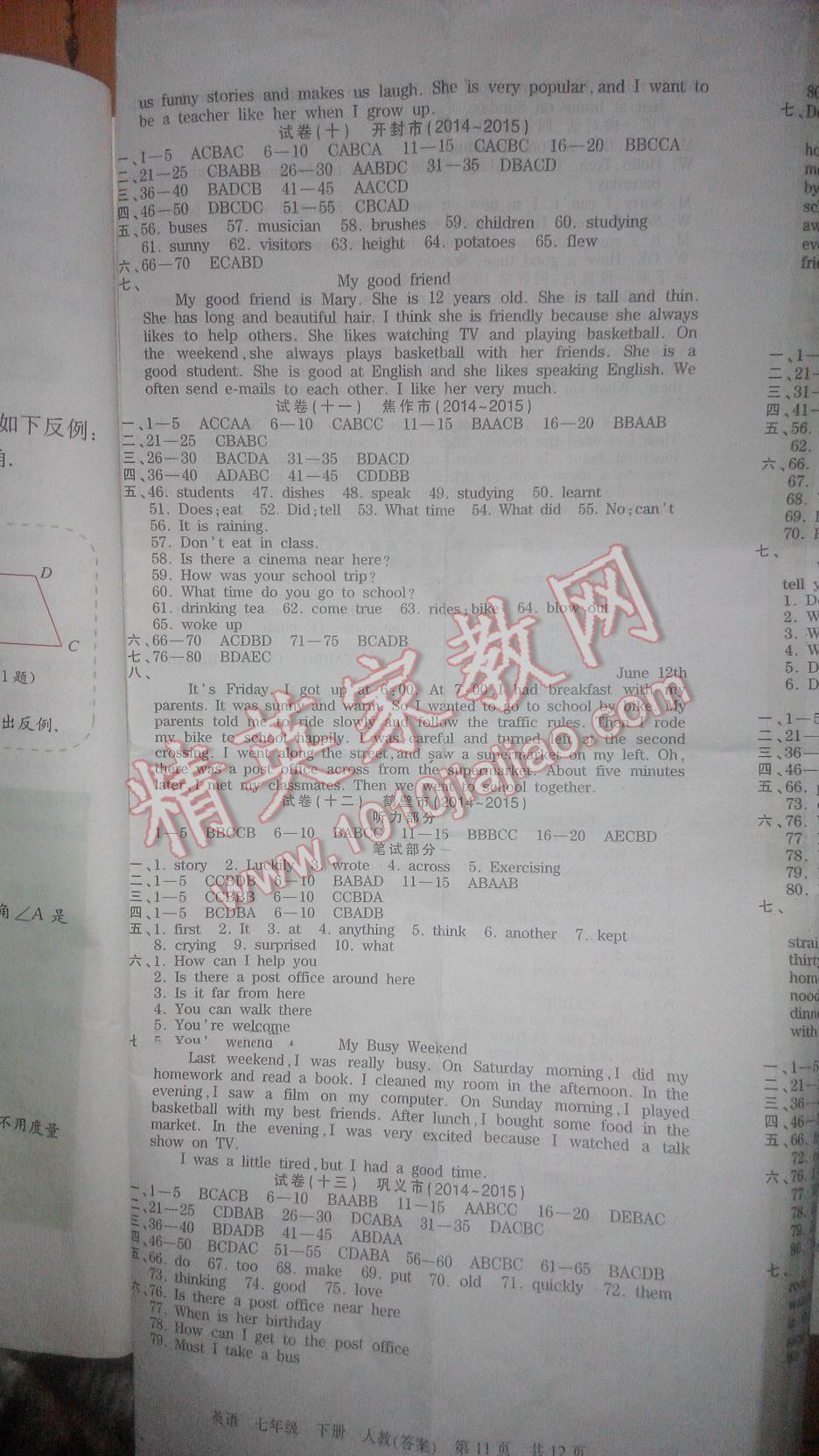 2016年王朝霞各地期末试卷精选七年级英语下册人教版河北专版 第4页