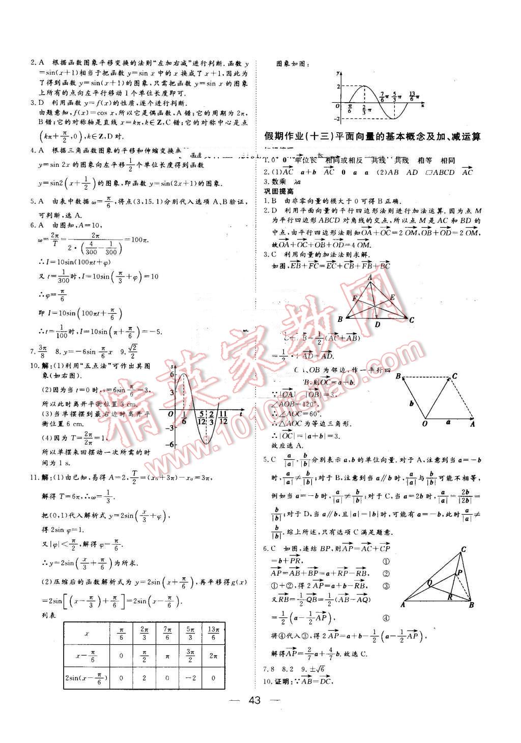 2016年假日氧吧快樂假日精彩生活高一年級數(shù)學(xué)必修3必修4 第7頁