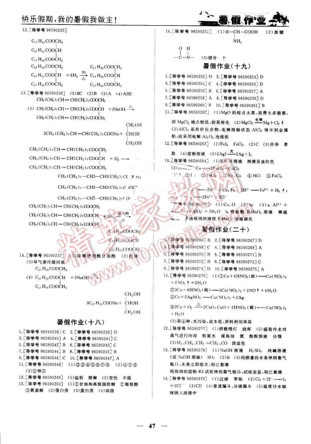 2016年優(yōu)化方案暑假作業(yè)歡樂共享快樂假期高一化學 第4頁