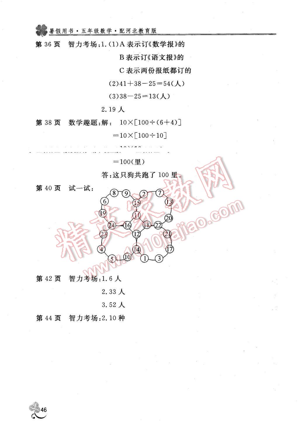 2016年新課堂假期生活暑假用書五年級(jí)數(shù)學(xué)冀教版 第2頁