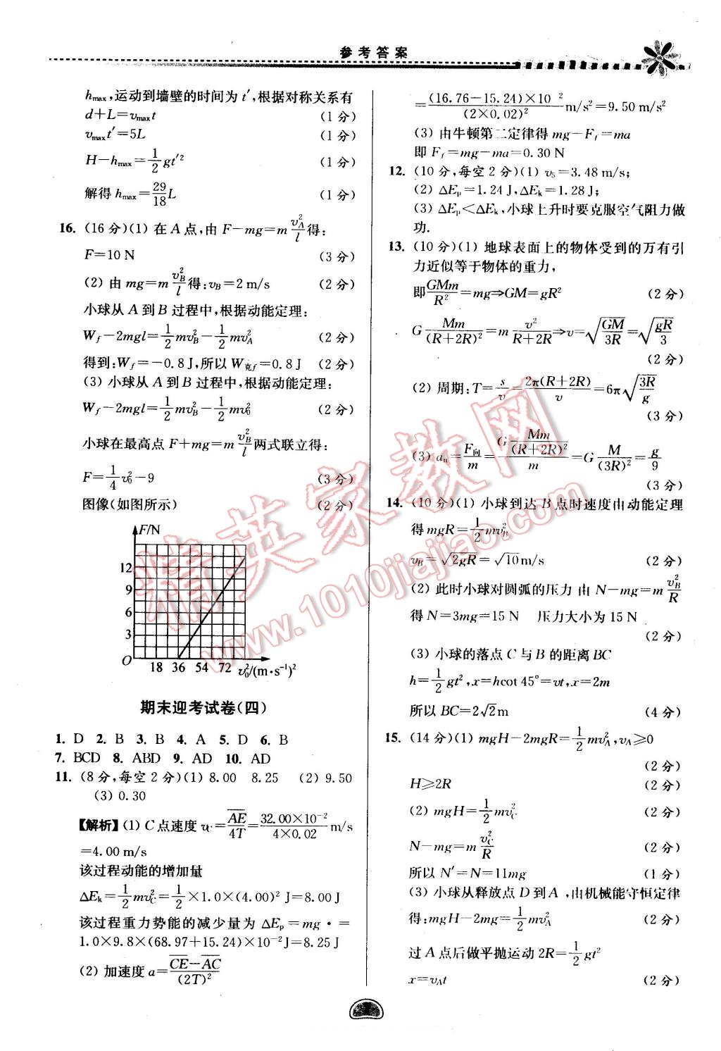 2016年假期好作业暨期末复习暑假高一物理 第7页