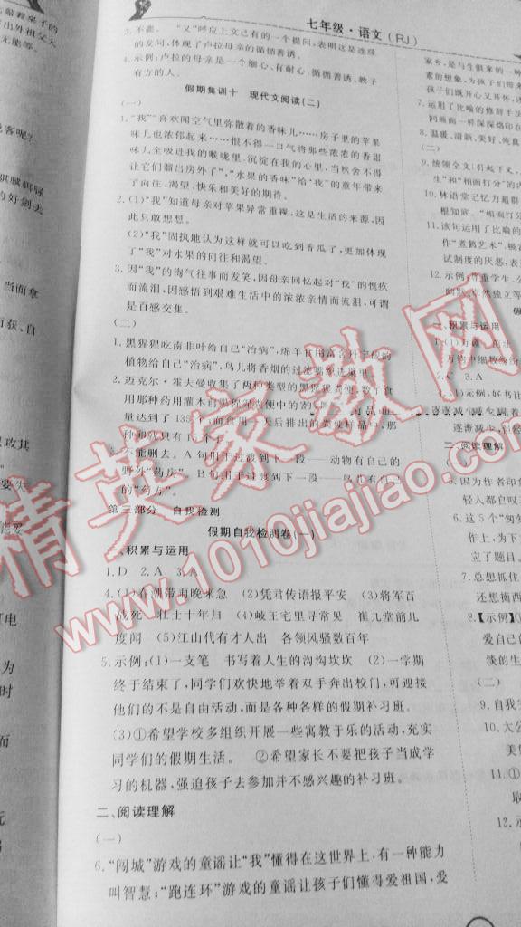 2015年暑假集训七年级语文人教版合肥工业大学出版社 第27页