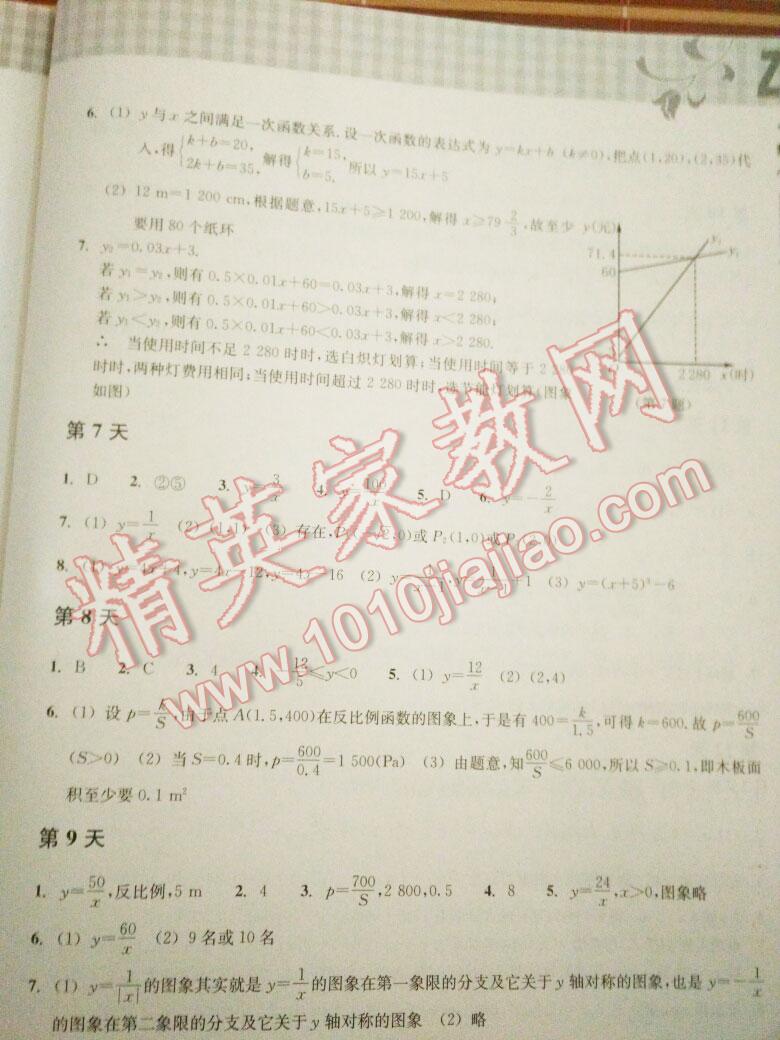 2015年暑假作业本八年级数学浙教版浙江教育出版社 第13页