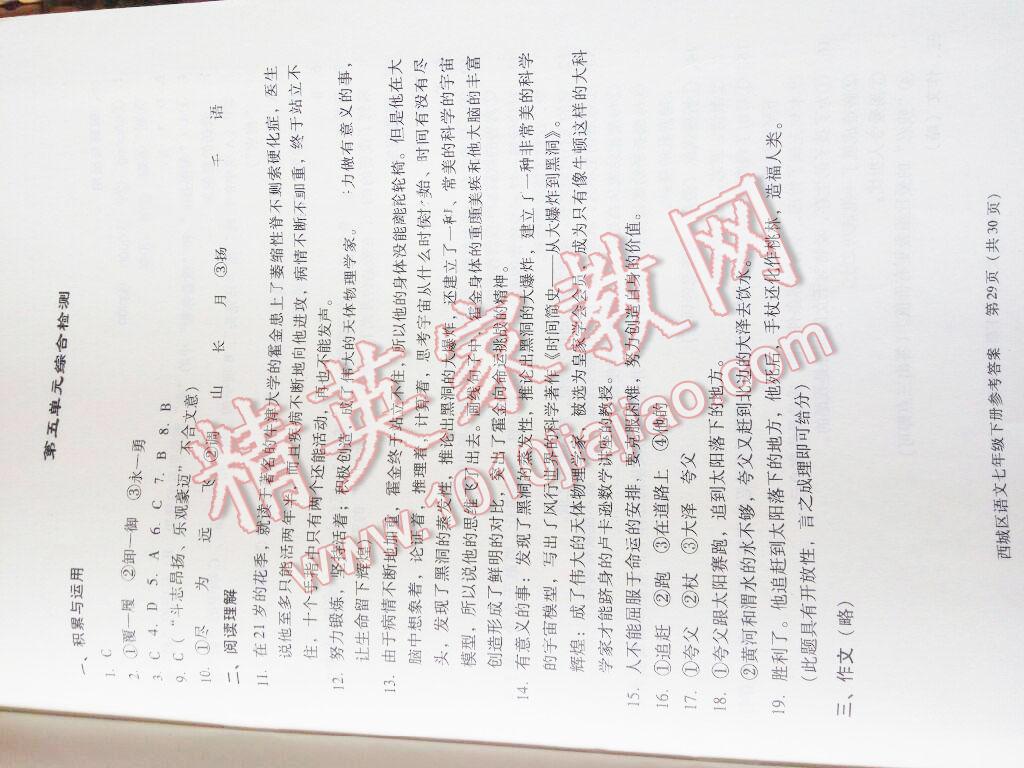 2016年学习探究诊断七年级语文下册 第59页