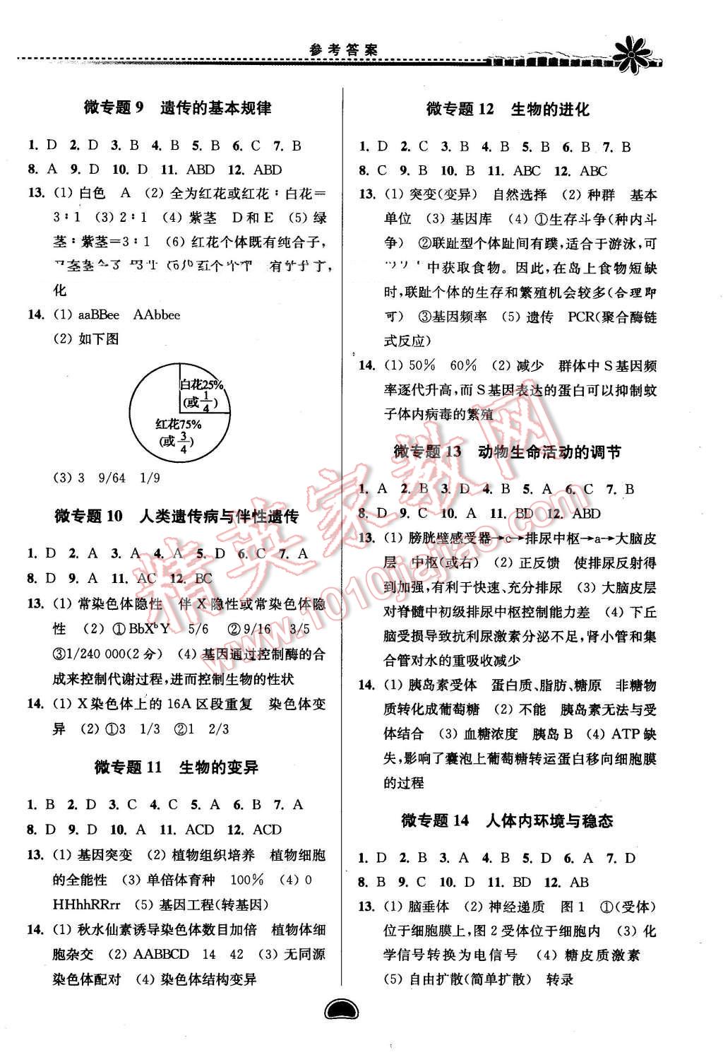 2016年假期好作業(yè)暨期末復習暑假高二生物 第3頁