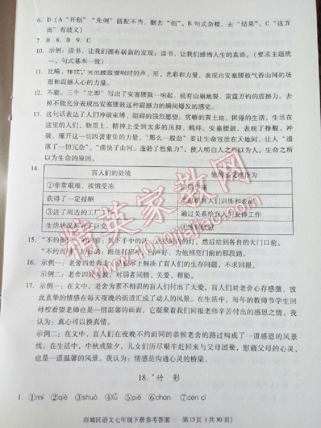 2016年学习探究诊断七年级语文下册 第45页