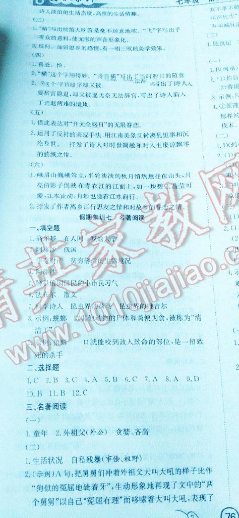 2015年暑假集训七年级语文人教版合肥工业大学出版社 第25页