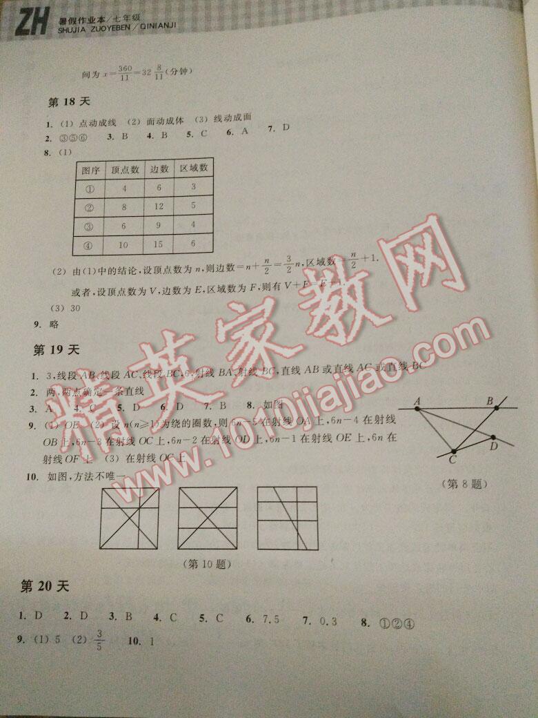 2016年暑假作业本七年级数学浙教版浙江教育出版社 第29页