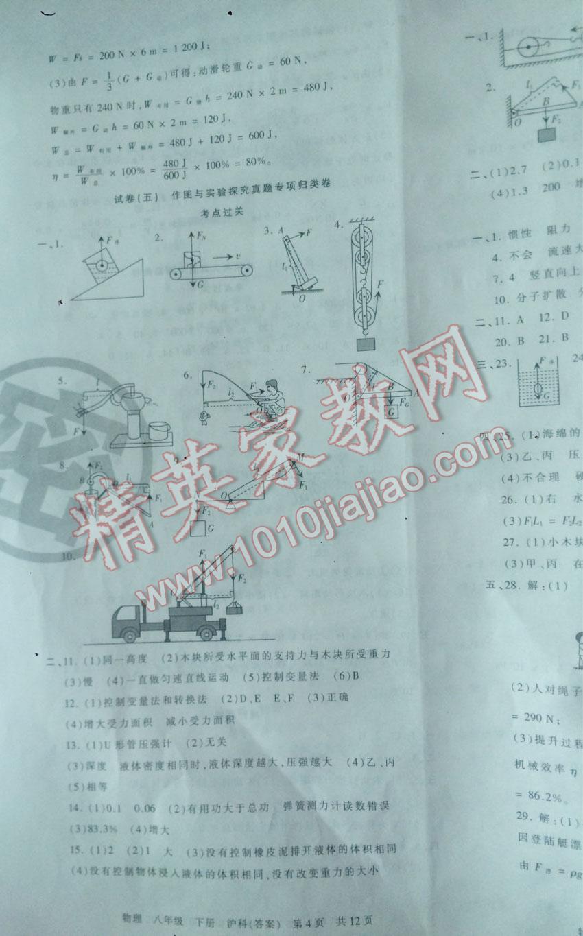 2015年王朝霞期末真題精編八年級物理下冊人民版 第4頁