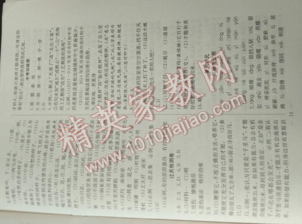 2016年暑假训练营学年总复习八年级语文人教版 第8页