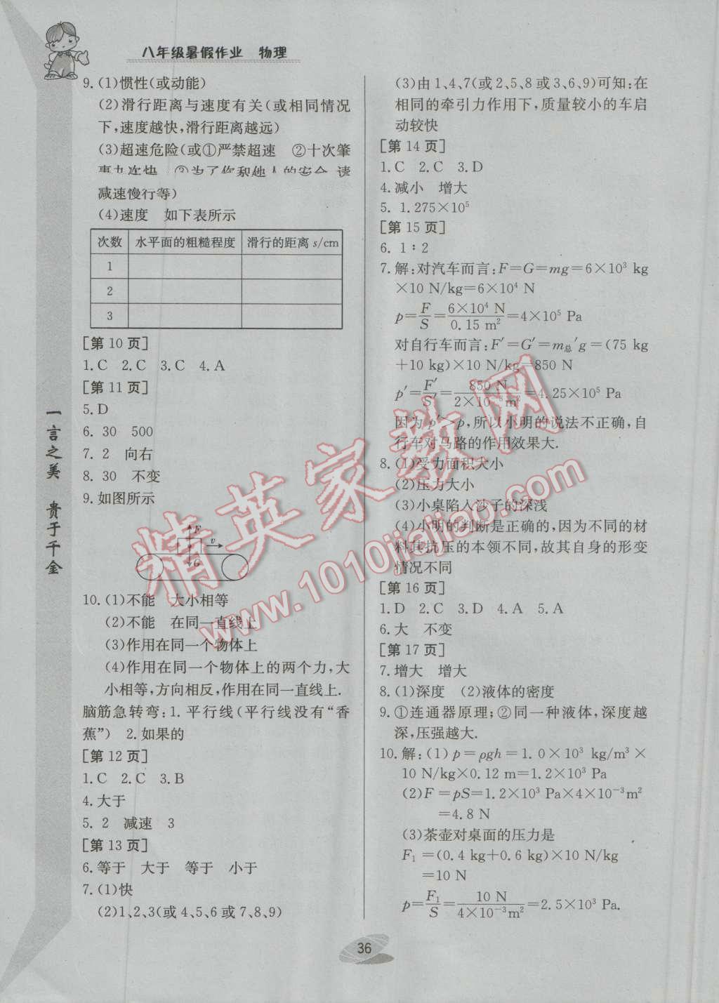 2016年暑假作業(yè)八年級物理人教版江西高校出版社 第2頁