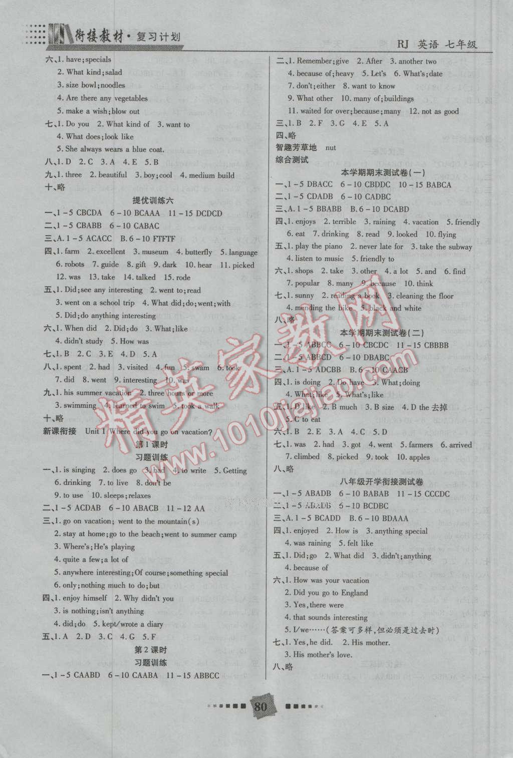 2016年銜接教材復(fù)習(xí)計劃期末沖刺暑假作業(yè)教材銜接七年級英語人教版 第4頁