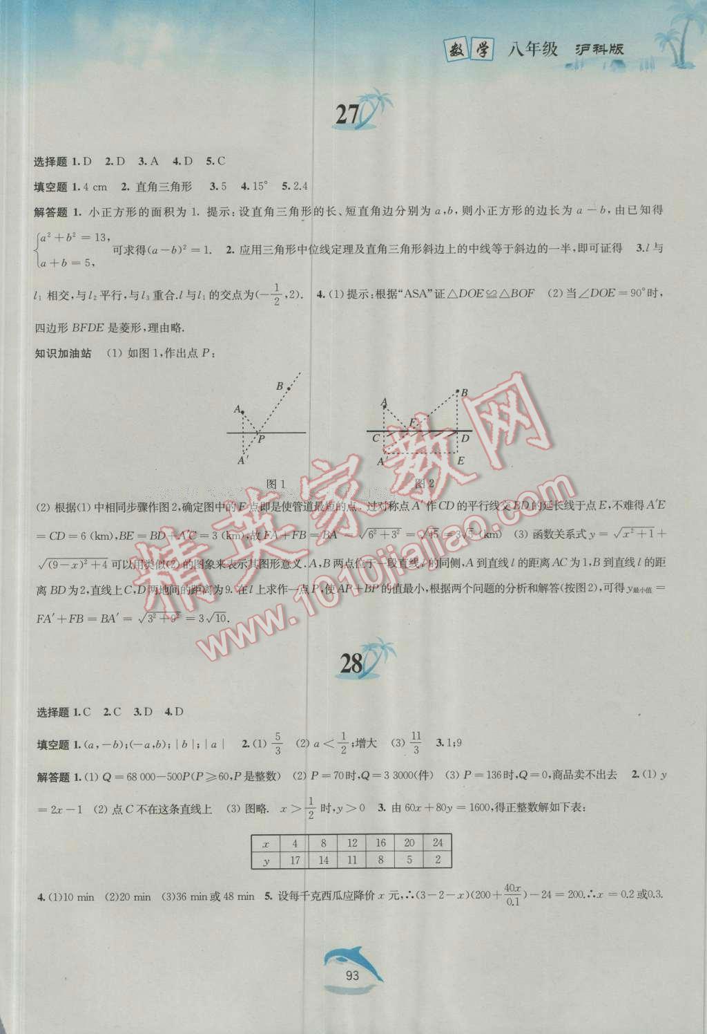 2016年暑假作業(yè)八年級數(shù)學滬科版黃山書社 第9頁