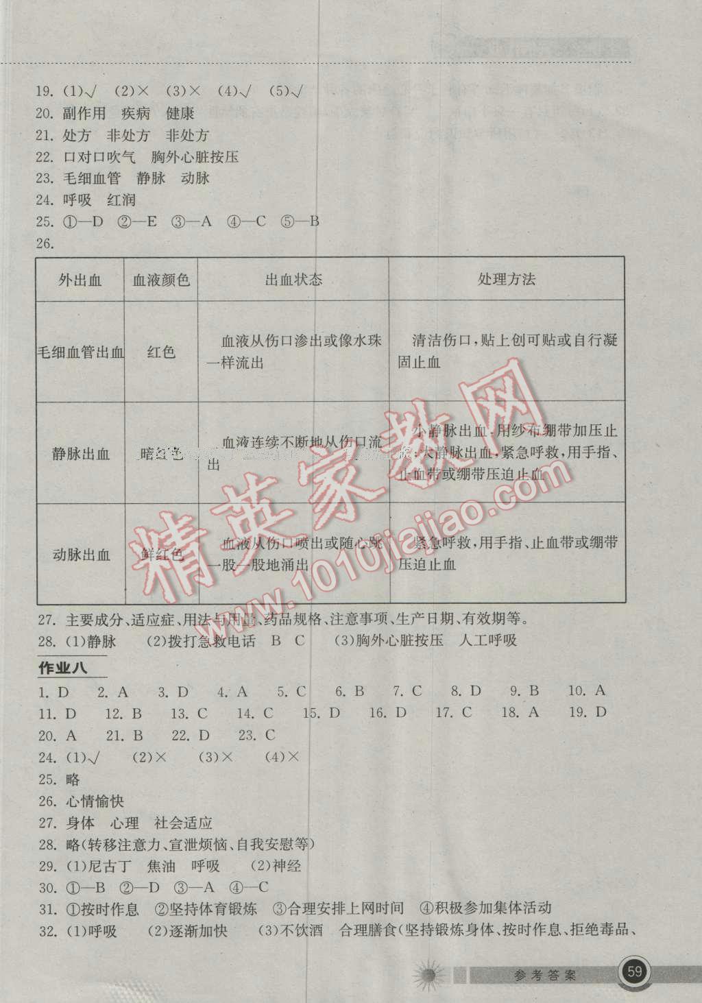 2016年長江作業(yè)本暑假作業(yè)八年級生物學 第5頁