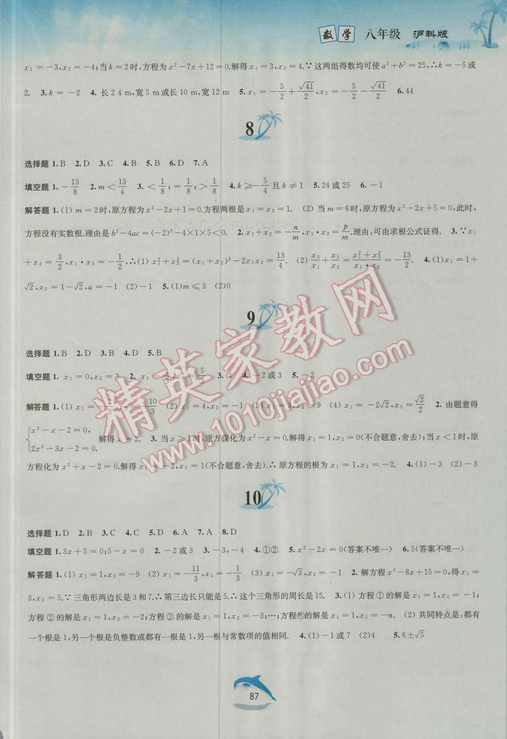 2016年暑假作業(yè)八年級數(shù)學(xué)滬科版黃山書社 第3頁