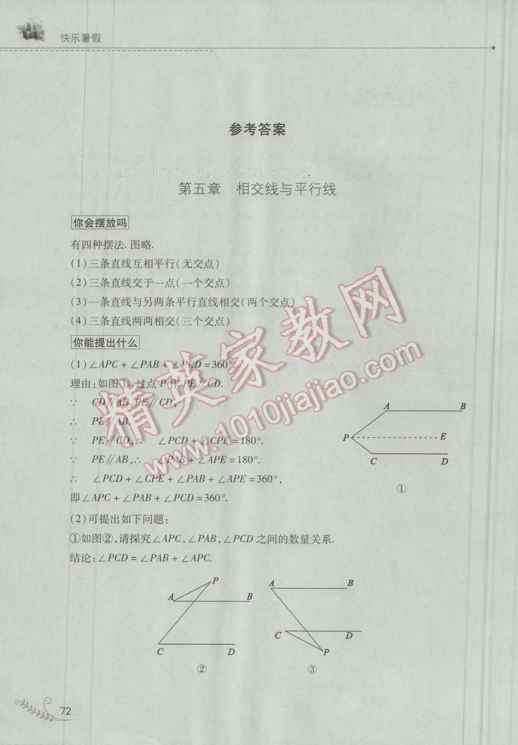 2016年快乐暑假七年级数学人教版山西教育出版社 第1页