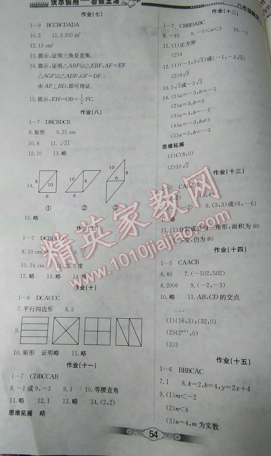 2016年系统集成暑假生活八年级数学 第13页