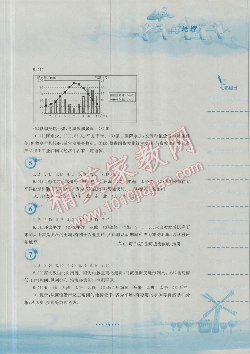 2016年暑假作业七年级地理商务星球版安徽教育出版社 第2页